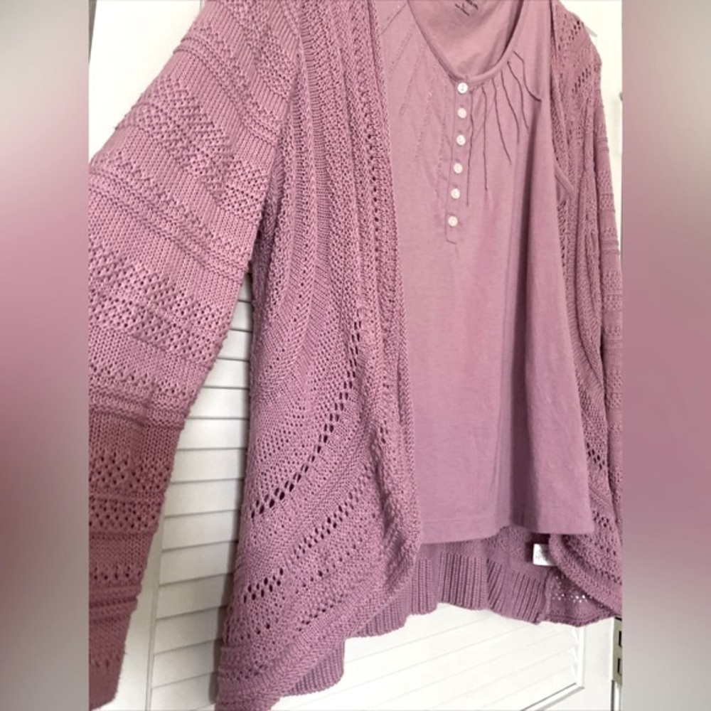 Lavender Lilac XL Crochet Cardigan Sweater ~ Season Transition *nice condition*